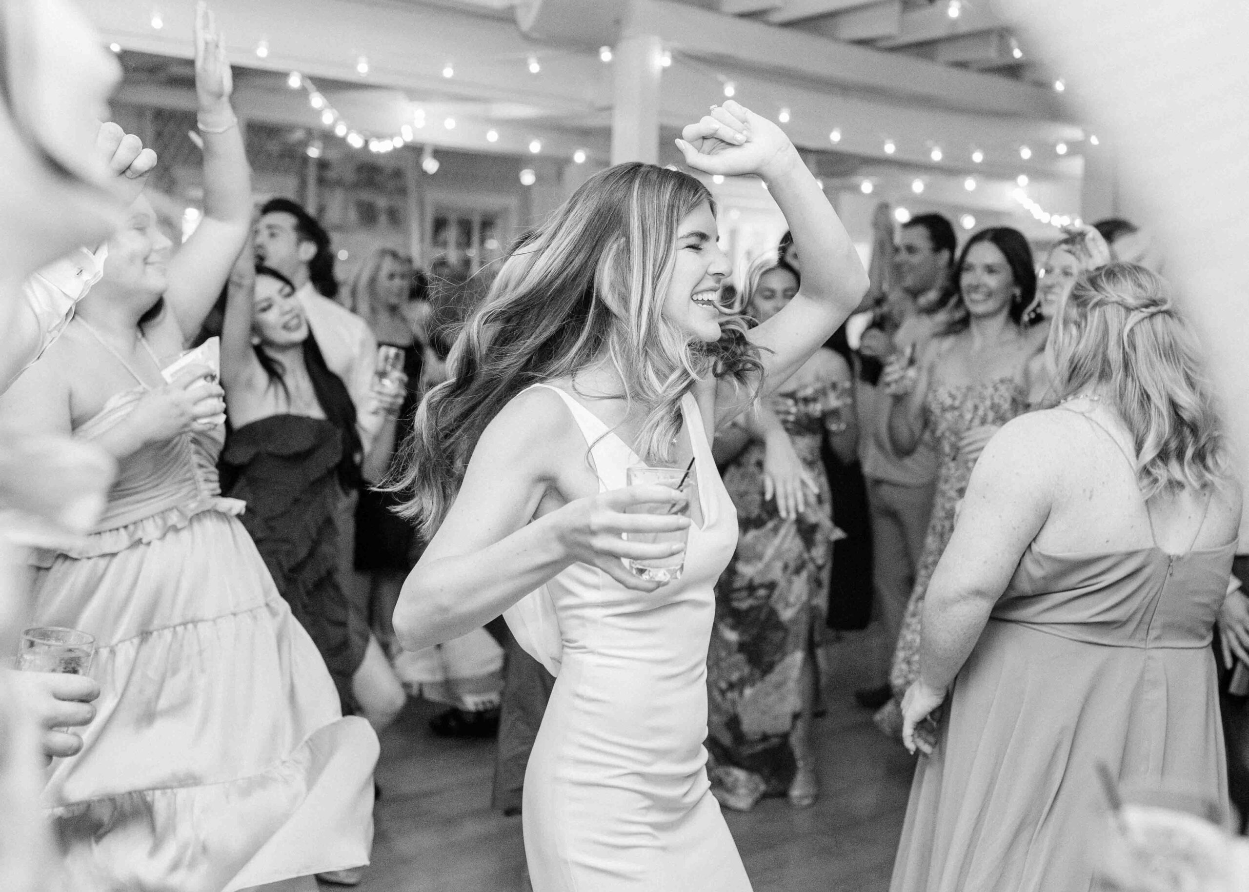 bride guests dancing 